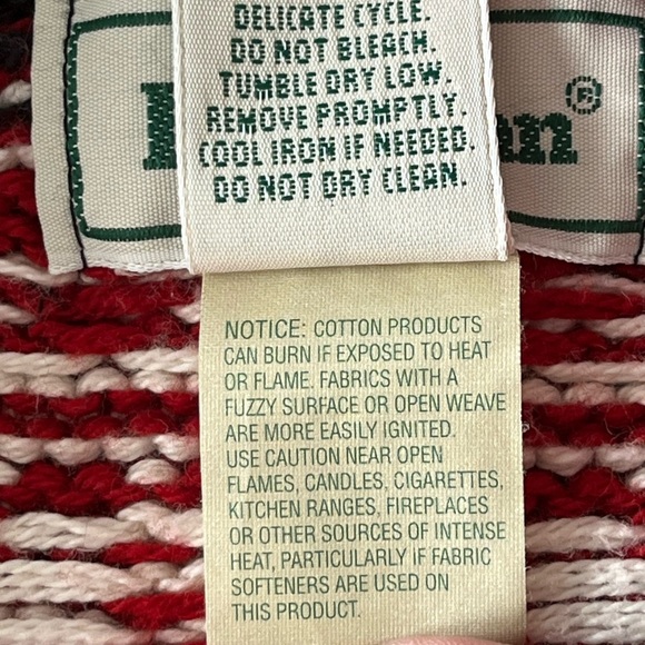 L.L. Bean Vintage Fair Isle Snowflake Nordic 100% Cotton Pullover Sweater Size L - Picture 10 of 13